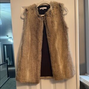 Zara Faux Fur Collar Jacket in Taupe and Cream